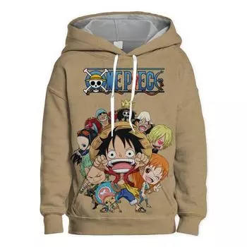 Новая детская толстовка с капюшоном и длинными рукавами с принтом One Piece для мальчиков и девочек, детская верхняя одежда с 3D-принтом Луффи 100