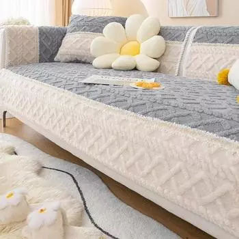 Новая диванная подушка в скандинавском стиле, зимняя толстая плюшевая подушка для сиденья, современный минималистичный противоскользящий чехол для дивана 70x70cm