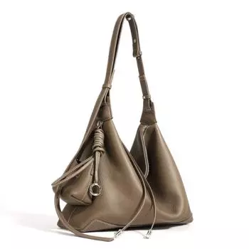 Новая дизайнерская сумка Ins Chic большой емкости для поездок на работу, первый слой из натуральной коровьей кожи, женская сумка, соединяющаяся с небольшим кошельком серый