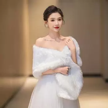 Новая длинная шерстяная шаль большого размера для невесты, свадебные аксессуары, аксессуары для свадебного платья, верхняя одежда, женская шаль, зимний шарф 185*27cm белый