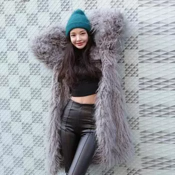 Новая длинная шуба из кудрявой шерсти с сажей, утолщенные швы, теплая шуба из искусственного меха в стиле хипстер S белый