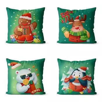 Новая домашняя квадратная рождественская наволочка с рисунком из мультфильма, прикроватный домашний диван, зеленая серия, подушки 40x40cm