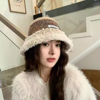 Новая допаминовая сладкая и милая ветрозащитная универсальная вязаная шапка рыбака детские утолщенные защитные наушники теплая плюшевая панама M56-58cm