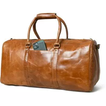 Новая дорожная сумка для мужчин и женщин, 21-дюймовая винтажная дорожная сумка из кожи буйвола с плечевым ремнем
