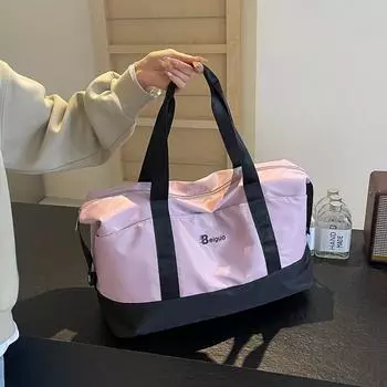 Новая дорожная сумка из ткани Оксфорд, вместительная переносная сумка для деловых поездок, легкие переносные сумки для фитнеса для мужчин и женщин, багаж контрастных цветов розовый