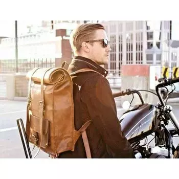 Новая дорожная сумка-рюкзак из натуральной кожи для мужчин и женщин 18 X 14 коричневый