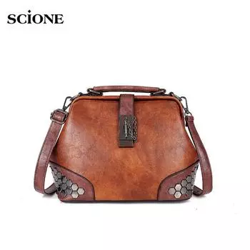 Новая древняя сумка на плечо с диким замком, женская сумка-мессенджер с заклепками, медицинская сумка 25cm*14cm*23cm чёрный