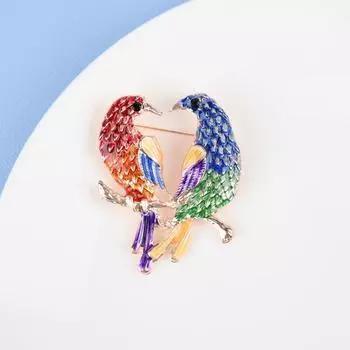 Новая двойная птица разноцветная капающая масляная брошь из сплава для женщин милая вечеринка с животными повседневная брошь булавки подарки