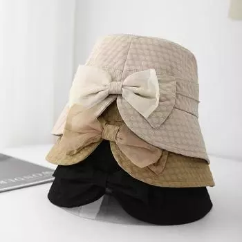 Новая двухцветная шляпа с бантом и пузырьками для улицы, регулируемая повседневная шляпа из ткани, шляпа-ведро, шляпа для тазика, шляпа для взрослых женщин, анти- M56-58cm чёрный