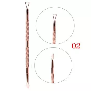 Новая двухсторонняя палочка для чистки УФ-геля из нержавеющей стали, пушер для кутикулы, средство для снятия лака, треугольная палочка 02