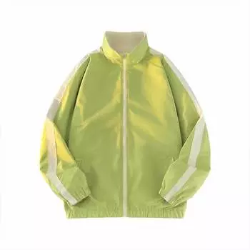 Новая двусторонняя куртка на весну и осень. Мужская брендовая полосатая взрывная куртка с воротником-стойкой. M красный