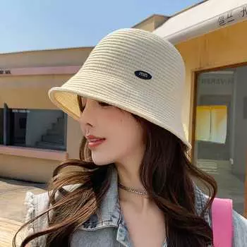Новая дышащая хлопковая пряжа вязаная панама женская модная универсальная летняя козырек для прогулок повседневная и элегантная One Size бежевый