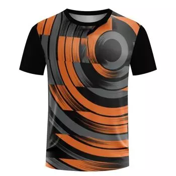 Новая дышащая одежда для настольного тенниса, мужская быстросохнущая футболка с 3D-принтом, тренировочная одежда для мальчиков с круглым вырезом, спортивная одежда больших размеров S