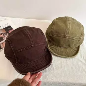 Новая джинсовая кепка в стиле ретро, женская, с инструментами, модная, брендовая, купольная, с пятью частями, бейсболка M56-58cm чёрный