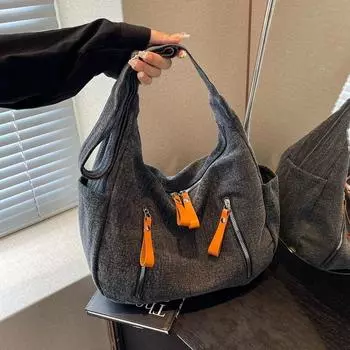 Новая джинсовая контрастная универсальная сумка через плечо элегантная ретро простая контрастная сумка на плечо