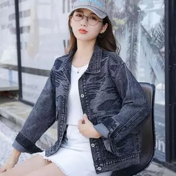 Новая джинсовая куртка Жаккардовая куртка Black Cloud S чёрный