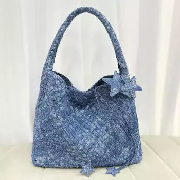 Новая джинсовая сумка тай-дай ручной работы, большая вместительная сумка для покупок, повседневная большая сумка, сумка-звезда