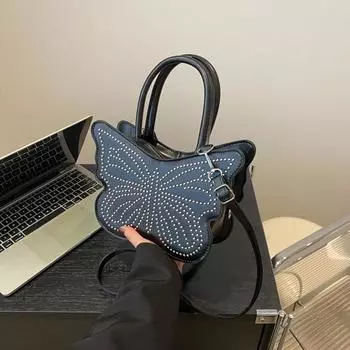 Новая европейская и американская мода ретро сумка-бабочка женская сумка сумка через плечо сумка-мессенджер простая портативная сумка с заклепками белый