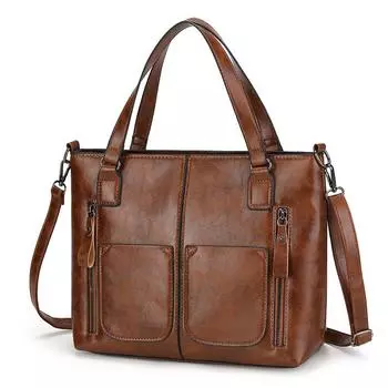 Новая европейская и американская модная сумка через плечо для женщин, большая вместимость, ретро женская сумка-тоут, простая диагональная сумка