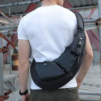 Новая европейская и американская ретро-сумка на грудь в форме полумесяца, водонепроницаемая холщовая многофункциональная сумка-мессенджер большой вместимости коричневый