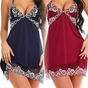 Новая европейская и американская сексуальная ночная рубашка с подвязками и гладкой спинкой из кружева S фиолетовый