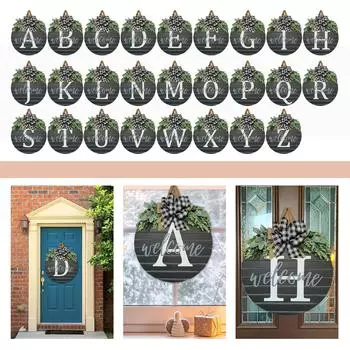Новая фамилия круглый год венок на входную дверь, приветственный знак на входную дверь, венок из 26 букв с венком и бантом One Size