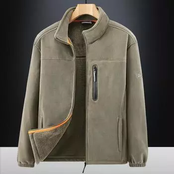 Новая флисовая куртка для мужчин на осень и зиму с бархатом и утолщенной флисовой курткой на осень и зиму с воротником-стойкой 2XL