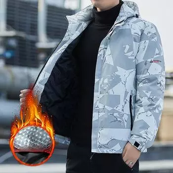 Новая флисовая куртка мужская весна-осень молодежный тренд повседневная ветрозащитная утепленная куртка M