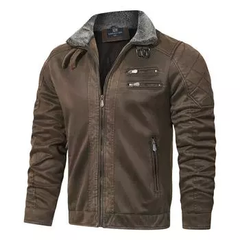 Новая флисовая куртка с лацканами, мужская зимняя меховая интегрированная куртка, мужская свободная мужская одежда