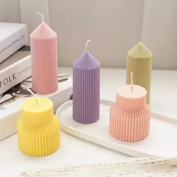 Новая форма для ароматерапевтической свечи, простая цельная, с мелкими зубцами и тонкой полоской, цилиндрическая форма для свечи, пластиковая форма