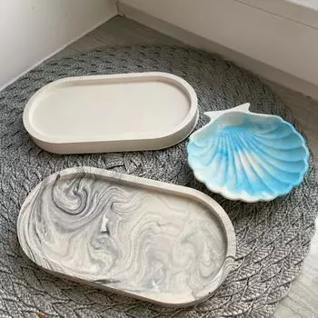 Новая форма для овального подноса своими руками, коробка для хранения, силиконовая форма, L/M/S, зеркальная овальная подставка, хрустальная клеевая форма, пепельница, цементная форма для цветочного горшка