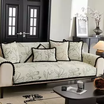 Новая французская легкая роскошная диванная подушка на все времена года, чехол для дивана из нескользящей кожи из шенилла, чехол для подушки сиденья 70*70cm