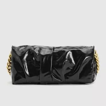 Новая французская легкая старая женская металлическая цепочка, черная сумка на плечо, длина 28 см, ширина 13 см, высота 13 см чёрный