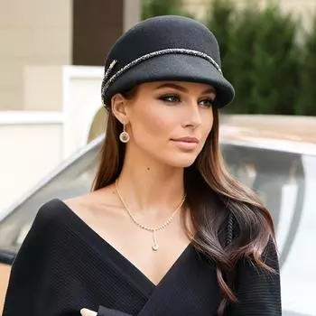 Новая французская шерстяная фетровая шляпа женская осенне-зимняя шерстяная восьмиугольная шляпа женская зимняя британская ретро универсальная шляпа регулируемая шляпа One Size чёрный