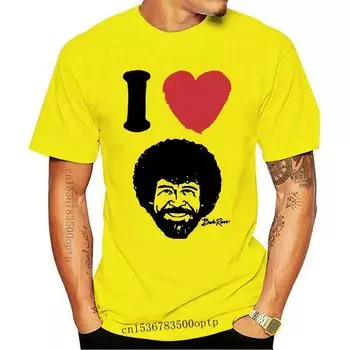 Новая футболка Bob Ross I Heart для мужчин и женщин, винтажная футболка с круглым вырезом, 100% хлопок, футболка S бежевый