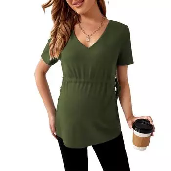 Новая футболка для беременных, однотонная свободная одежда для беременных с короткими рукавами, топы S серый