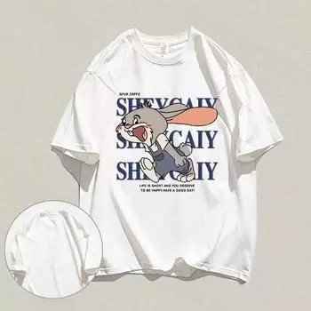 Новая футболка для пар с короткими рукавами, летние свободные и универсальные топы с круглым вырезом для мужчин и женщин S