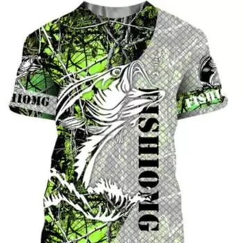 Новая футболка для рыбалки, повседневная футболка с цифровым принтом рыбы и 3D принтом, мужская и женская футболка, летние топы с коротким рукавом и круглым вырезом, топы 100-6xl S