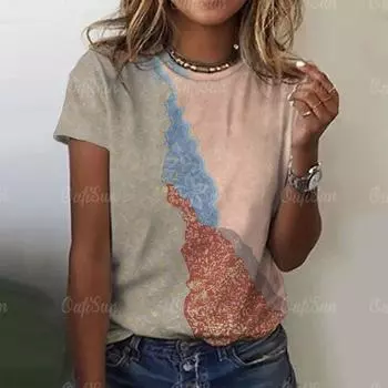 Новая футболка для женщин, летняя уличная мода, футболка с короткими рукавами, повседневный узор с принтом, оверсайз, одежда Y2k, женская футболка 4XL