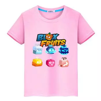 Новая футболка Game Blox Fruits для детей, мальчик 10 лет, 100% хлопок, короткие топы, футболки y2k one piece anime, футболка pride, детская одежда для девочек 100 чёрный
