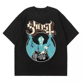 Новая футболка Ghost Band для женщин, большие размеры, модные, крутые, лондонские, фанаты певиц, летние, с коротким рукавом, принт, рок, простые, черные футболки S