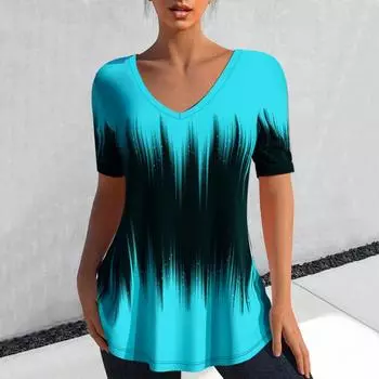 Новая футболка с 3D-принтом на поясе, женская футболка с v-образным вырезом и короткими рукавами, спортивный укороченный топ S-8XL 6XL