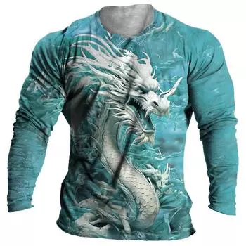 Новая футболка с 3D-принтом с рисунком дракона для мужчин и женщин, повседневная хип-хоп футболка с длинным рукавом и круглым вырезом, свободные футболки Harajuku, верхняя детская одежда 6XL