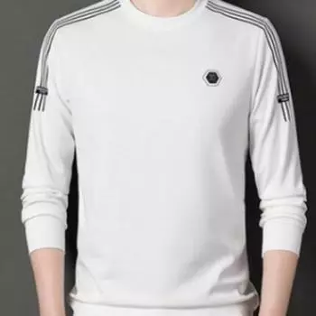 Новая футболка с длинными рукавами для мужчин, молодежи и среднего возраста, мужская толстовка с круглым вырезом и принтом M темно-синий