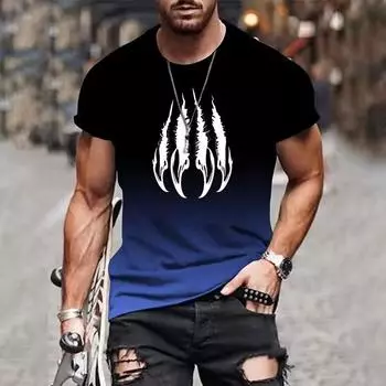 Новая футболка с градиентным 3D-принтом, мужская, спортивная, с короткими рукавами, быстросохнущая, дышащая, модная, повседневная, домашняя одежда S