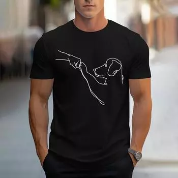 Новая футболка с графическим принтом в виде нарисованной от руки собаки, свободная мужская одежда с коротким рукавом, повседневная дышащая мужская футболка, верхняя часть 2XS