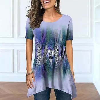 Новая футболка с графикой и 3D полихромной печатью, женская футболка с круглым вырезом и короткими рукавами, рубашка, спортивный укороченный топ XS-8XL S
