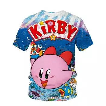 Новая футболка с изображением аниме Кирби для детей, кавайная, забавная, летняя, мультяшная, 3D футболка для мальчиков и девочек, детская одежда унисекс с коротким рукавом 100