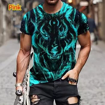 Новая футболка с изображением животных, футболка с волком и 3D-принтом, летний крутой топ в стиле хип-хоп с короткими рукавами XS белый