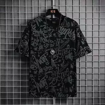 Новая футболка с коротким рукавом мужская летняя тонкая шелковая дышащая трендовая футболка tide brand ins boys M белый